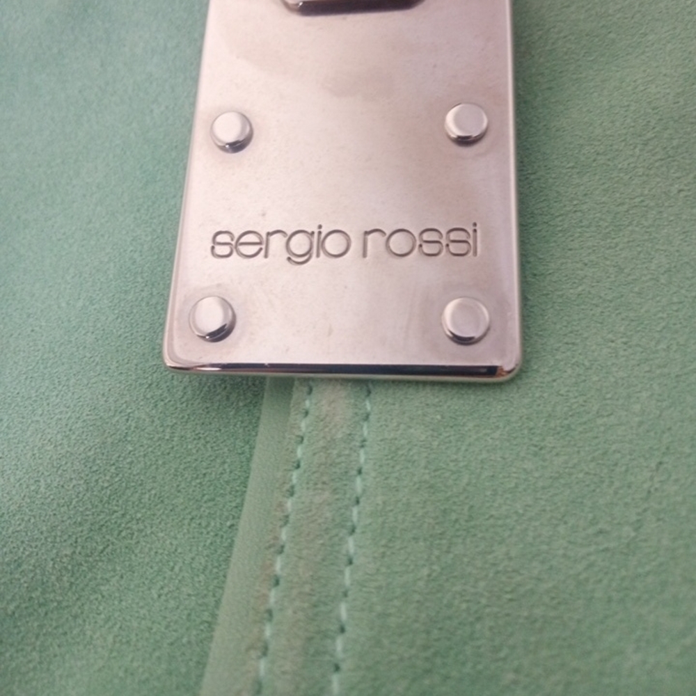 NWOT Mint Green Suede Shoulder Bag By Sergio Rossi - Picture 2 of 11